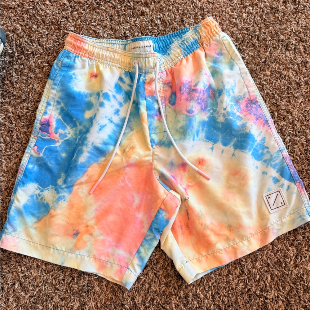 American Eagle Outfitters Blue and Orange Swim Shorts